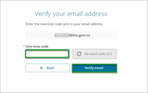 Verify your email address one time code screen