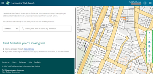 Screenshot from Landonline showing the spatial navigation tools