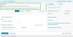 Example of selected default caveat.