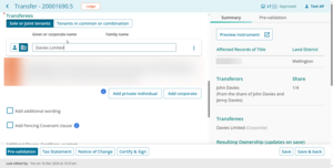 Example of corporate transferee