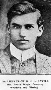 2nd Lieutenant D. J. A. Lyttle, 11th, South Otago Company, wounded and missing