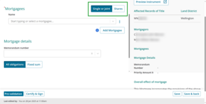 Toggle for single or joint shares.