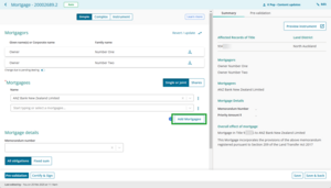 Add mortgagee button