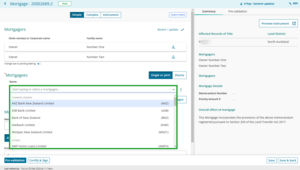 Mortgagee drop down.