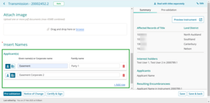 Insert names fields.