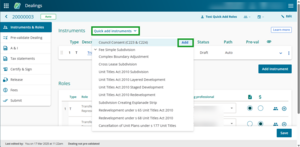 Quick add instrument menu.