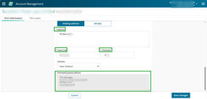 Formatted postal address.