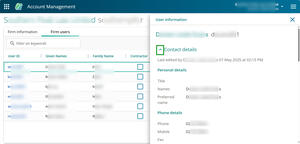 Arrow to review contact details.