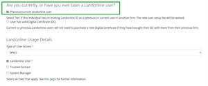 Checkbox current Landonline user.