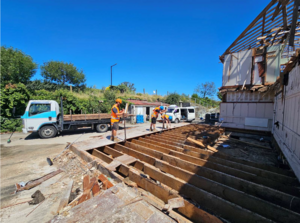 Timber from Tuakana Hospital being salvaged for recycling