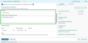 Spouse Partner Defacto fields