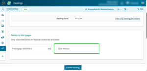 Bank client reference field on Submit page