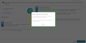 Pop-up window message