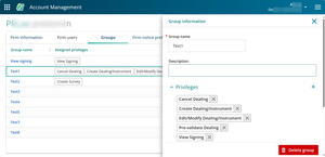 Group information panel