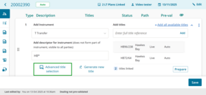 Advanced title selection button
