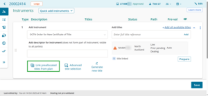 Link preallocated titles from plan button