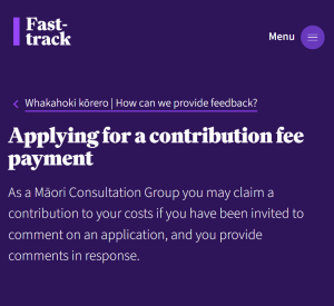 Screenshot of Fasttrack website showing a page about a contribution fee payment