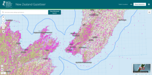 screenshot of the default view in the NZGB Gazetteer