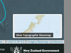 Screenshot of NZGB Gazetteer showing Topographic basemap