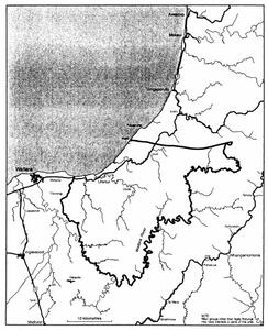 Map showing the area of interest referred to in the Deed of Settlement between Ngāti Mutunga and the Crown.
