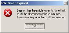 Error Message - Idle Timer Expired