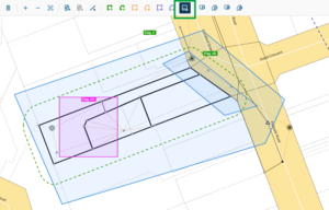 Image highlighting the select diagram tool at top of screen. In the centre of the screen, the selected diagram AA is pink, and all remaining defined diagrams are pale blue.