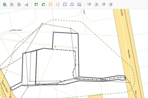 screenshot of define diagrams screen after add RT lines process is complete. The existing RT boundary is depicted with a dash-dot line.