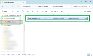 image of the pasted digital certificate in the LINZ Cerificates folder.