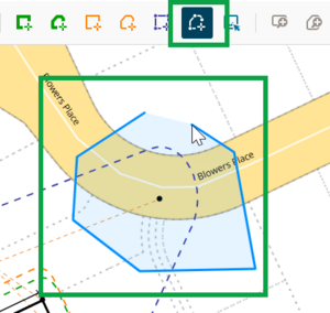 image showing the define by polygon tool highlighted at top of screen. In the centre of the screen, a cursor defining a pale polygon is also highlighted.