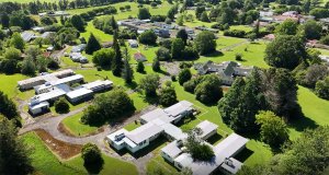 Aerial view of the former Tokanui Pyschiatric Hospital buidlings and grounds