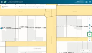 image of the Web Search spatial screen. The Layers icon in the map control toolbar is highlighted.