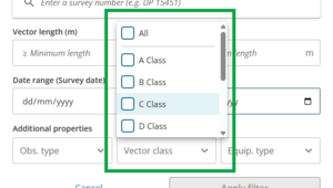 image highlighting the Vector class field and the available classes.