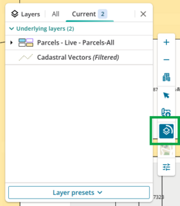 image highlighting the layers icon in the map control toolbar. The icon shows that it is loading.