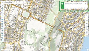 screenshot of spatial capture screen, highlighting pop-up message at top right of screen. Message states: Plan generation successfully started.