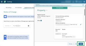 image highlighting the "send" button at the bottom right of the NoC form.