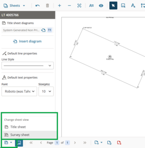 image of the layout plan sheets screen. 'Change sheet view' in the bottom letf corner is highlighted.