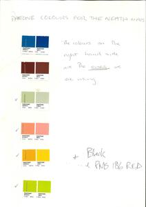 Pantone colour swatches planned to use for the 1995 tangata whenua place names maps