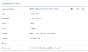 image of a statutory action type Gazette notice.