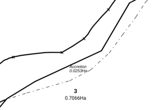image showing part of a layout sheet. The word "accretion" and an area have been added as User-added text to the page.