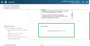 image of the attachments section of the request. The "attach images" box is highlighted.