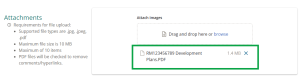 image highlighting an uploaded file in the attachments section of the request.