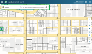 image of the Web Search spatial display with the summary panel closed. A search has been completed in the search field, but no results are displayed and the location is not highlighted on the map.