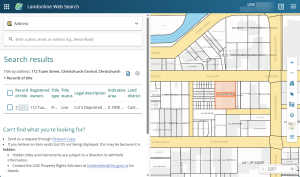 image with the summary panel now open and the search result displayed. The location is now highlighted in the spatial map.