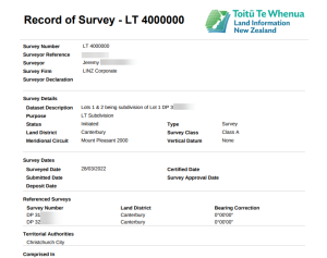 image of part of a Record of Survey header page. The logo in the top right corner is in colour, and the sections and font are laid out cleanly.