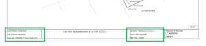 image of the bottom of a plan sheet, highlighting the new positions of Date of survey and Surveyor's reference.