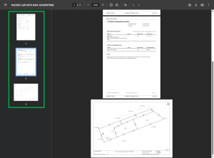 image of a downloaded PDF title plan. The orientation of the pages is highlighted. A schedule/memorandum page is in portrait orientation, and the title plan is landscape.