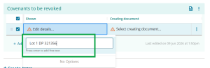 image showing an appellation entered into the free-text box.