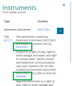 image of the Instruments panel. "show more" and "show less" are highlighted.