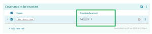 image showing the now populated Creating document field.
