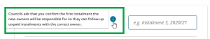 image highlighting an information icon in the NoC form. The mouse is positioned over the icon and a tool-tip is displayed.